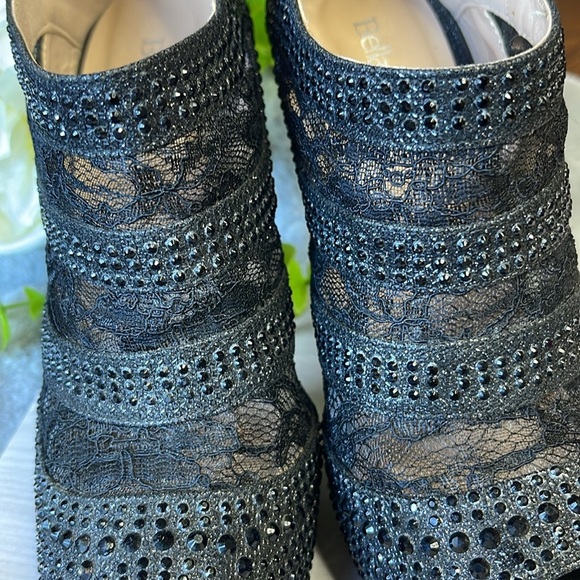 Elegant Black Lace Peep-Toe Heels - Picture 6 of 9